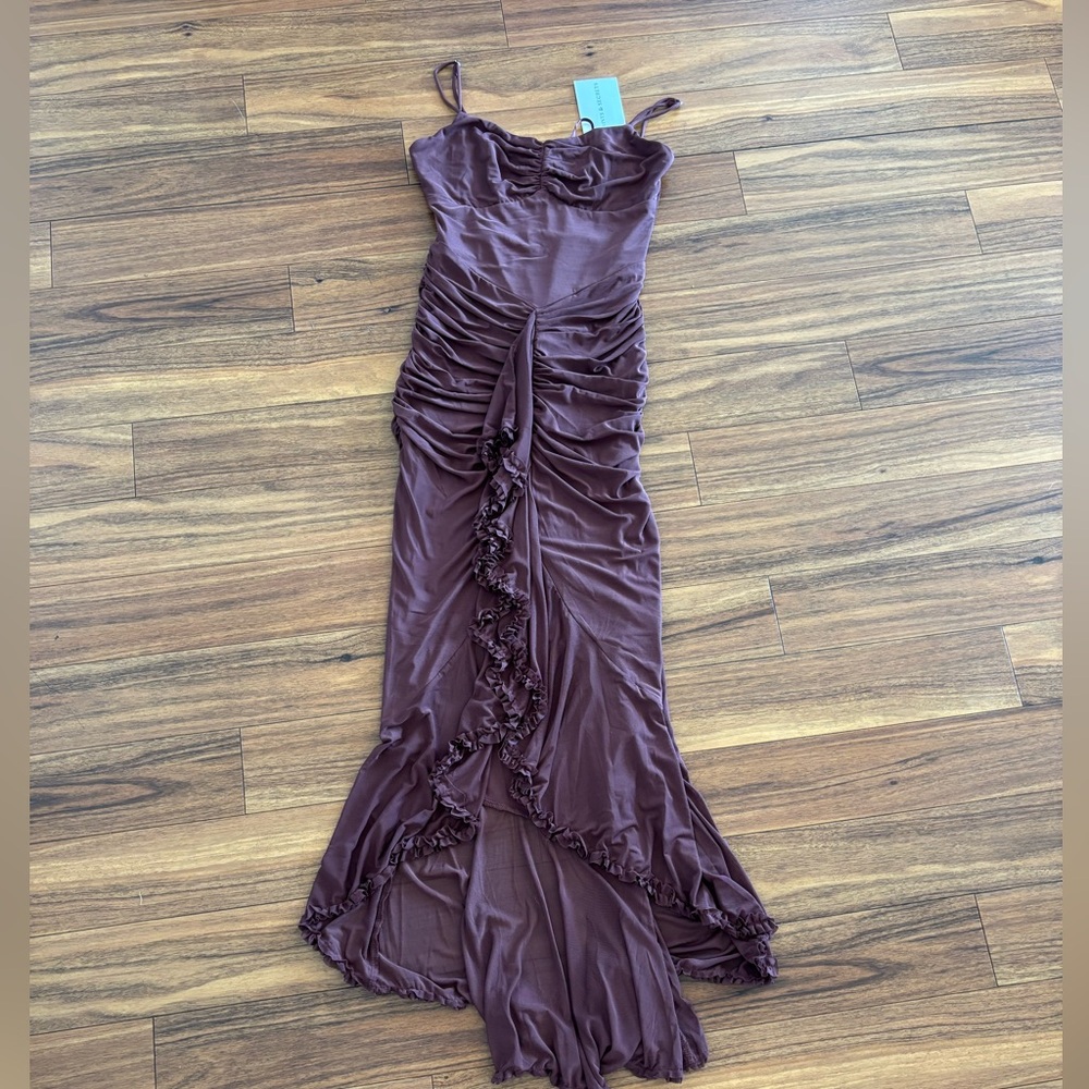 Burgundy Ruched Women's Dress